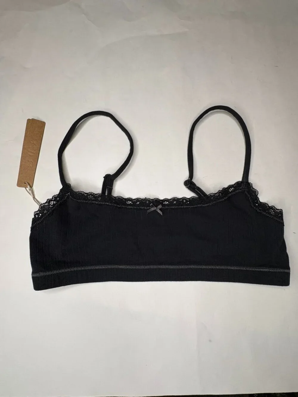 Skims Lightweight Stretch Cotton Pointelle Bralette – Soot Tonal – Medium – NWT - Picture 2 of 7
